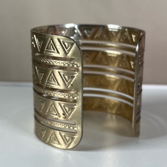 Gold Geometric Cuff Bracelet - Picture 8 of 9